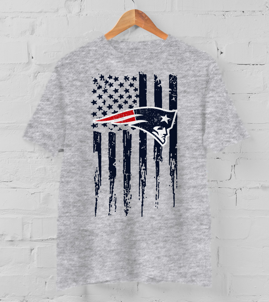 New England Patriots American Flag Patriot Head T-Shirt