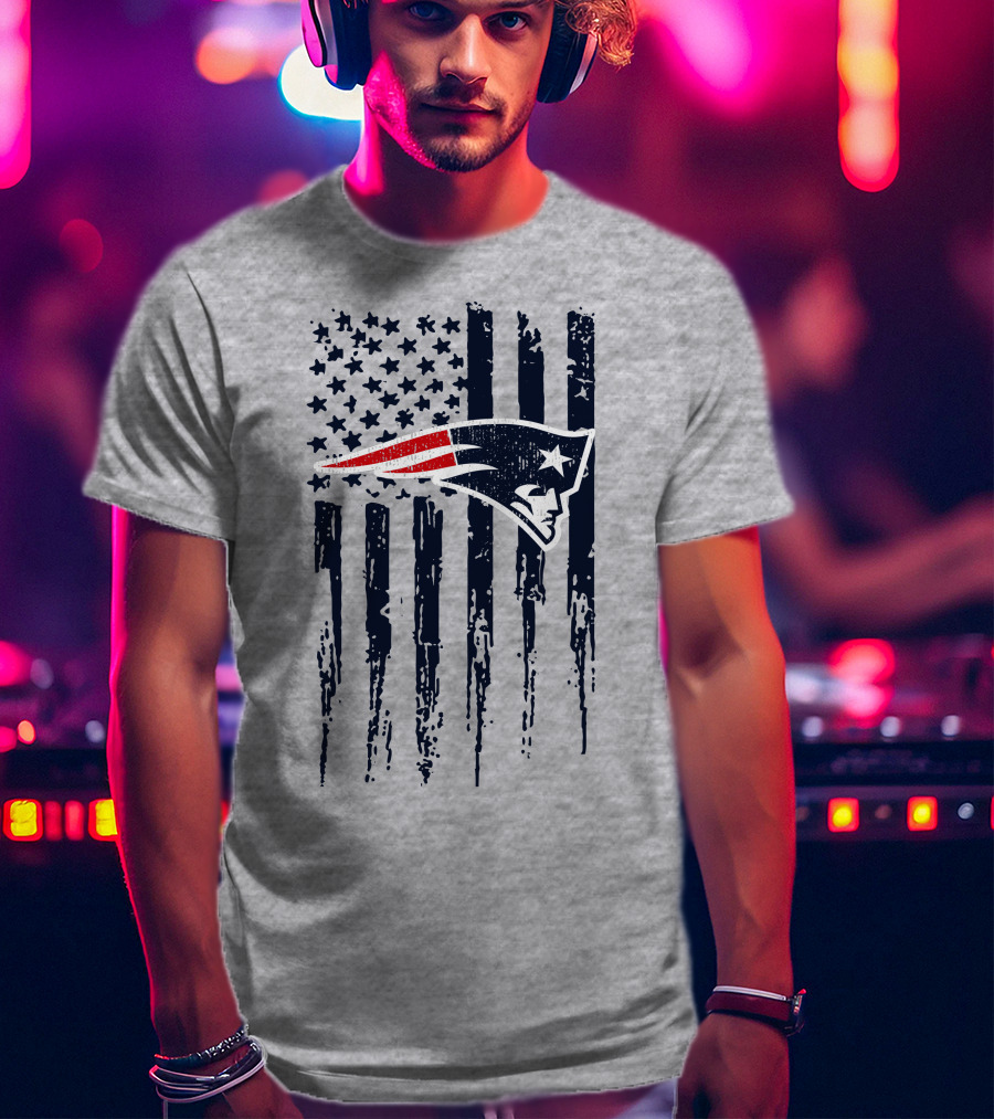 New England Patriots American Flag Patriot Head T-Shirt