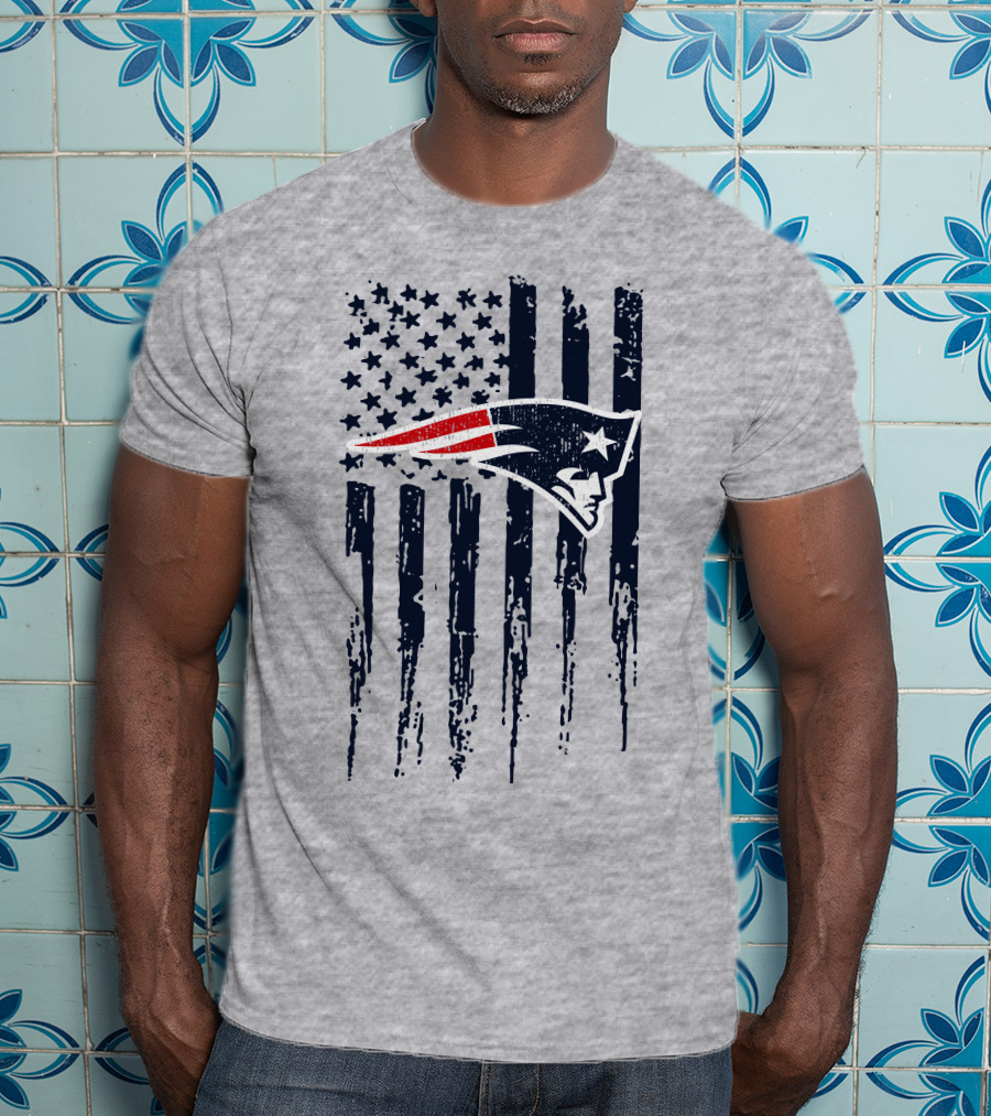New England Patriots American Flag Patriot Head T-Shirt