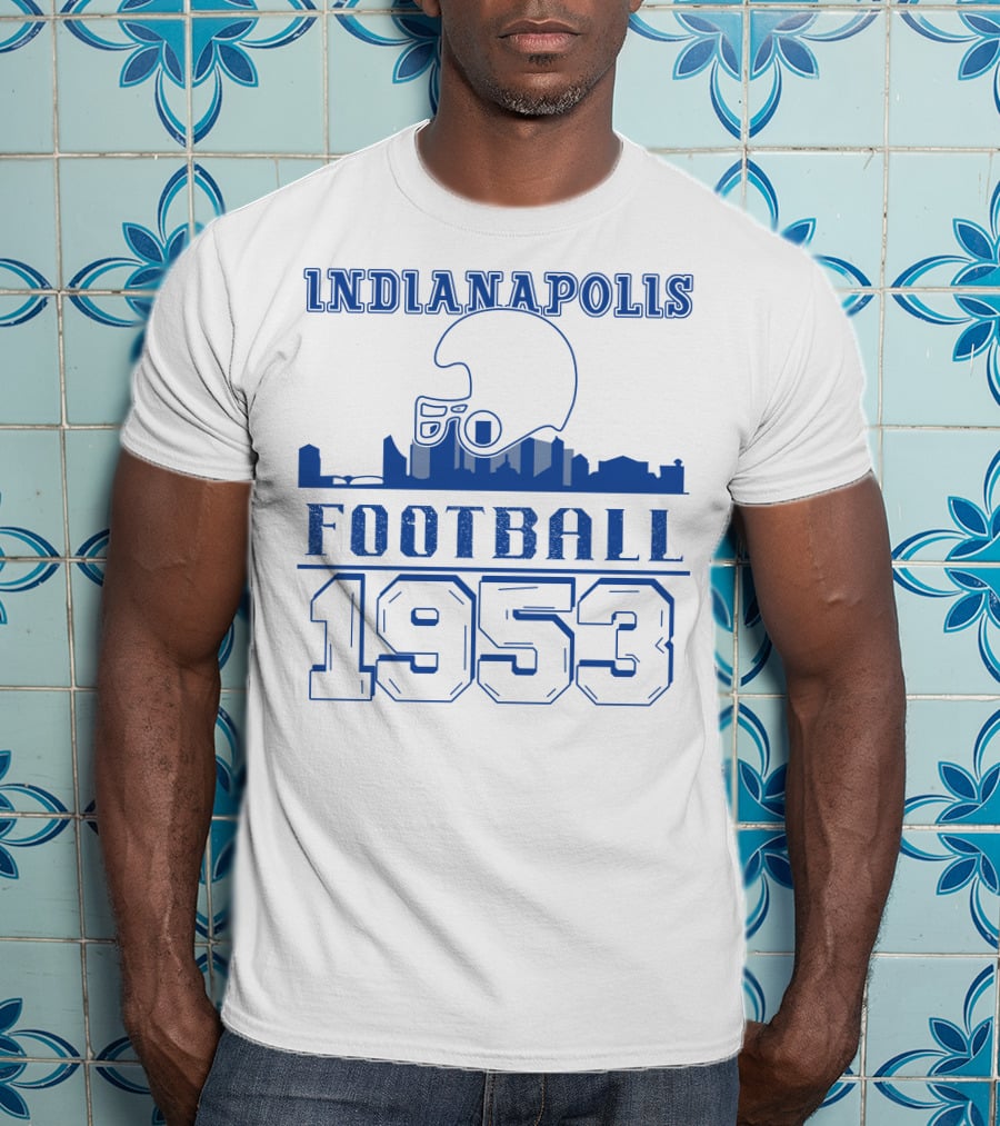 Indianapolis Football 1953 Helmet Skyline T-Shirt