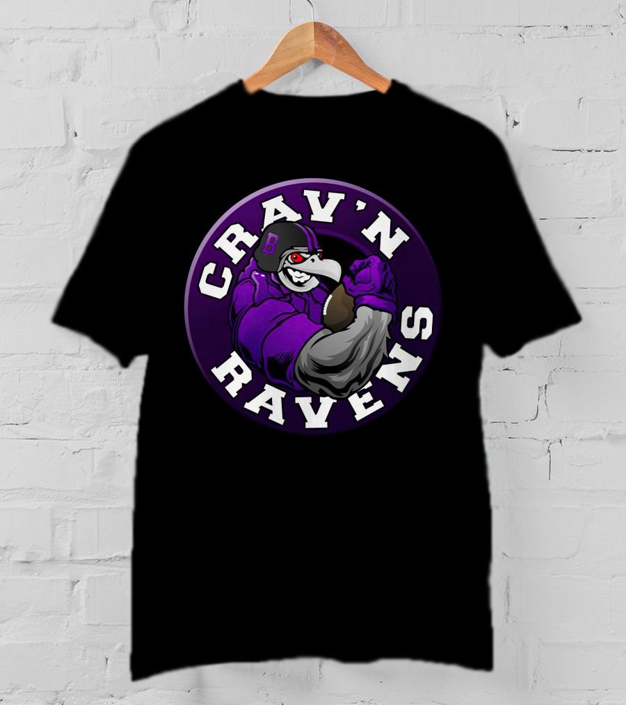 Crav'n Ravens Baltimore Football Mascot Power Pose T-Shirt