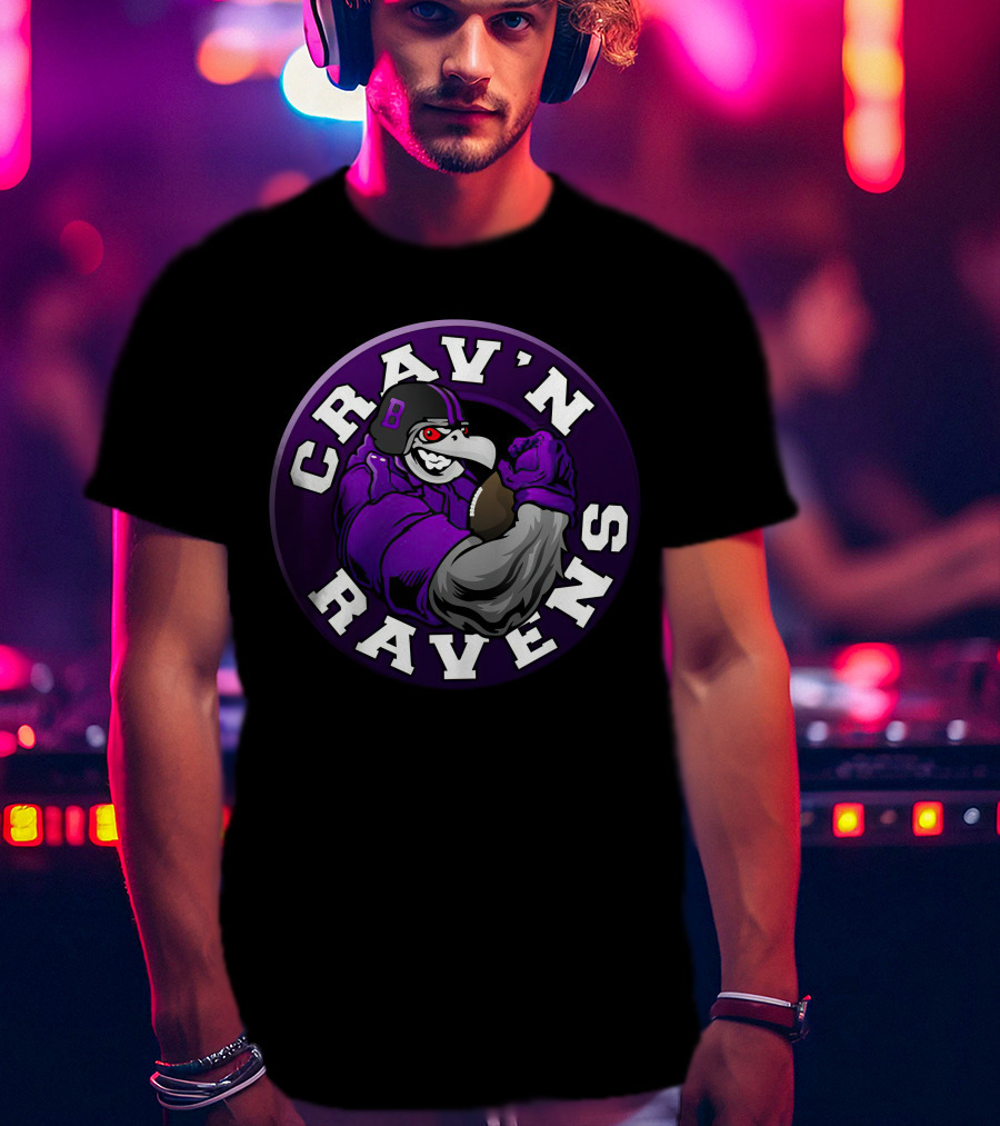 Crav'n Ravens Baltimore Football Mascot Power Pose T-Shirt