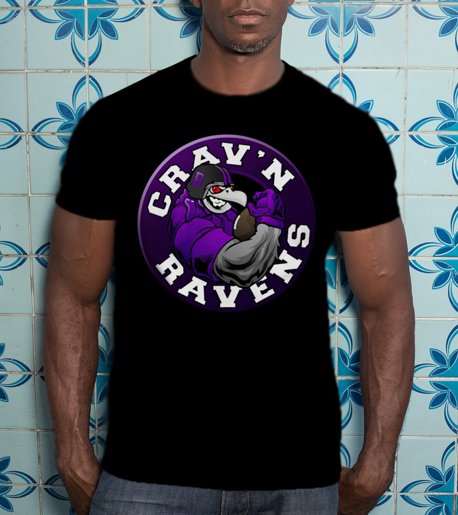 Crav'n Ravens Baltimore Football Mascot Power Pose T-Shirt