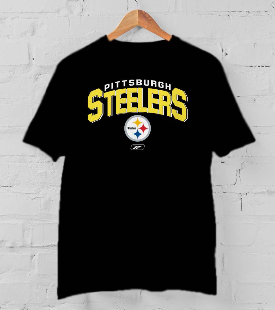 Pittsburgh Steelers Reebok Logo Silver Gray Background T-Shirt