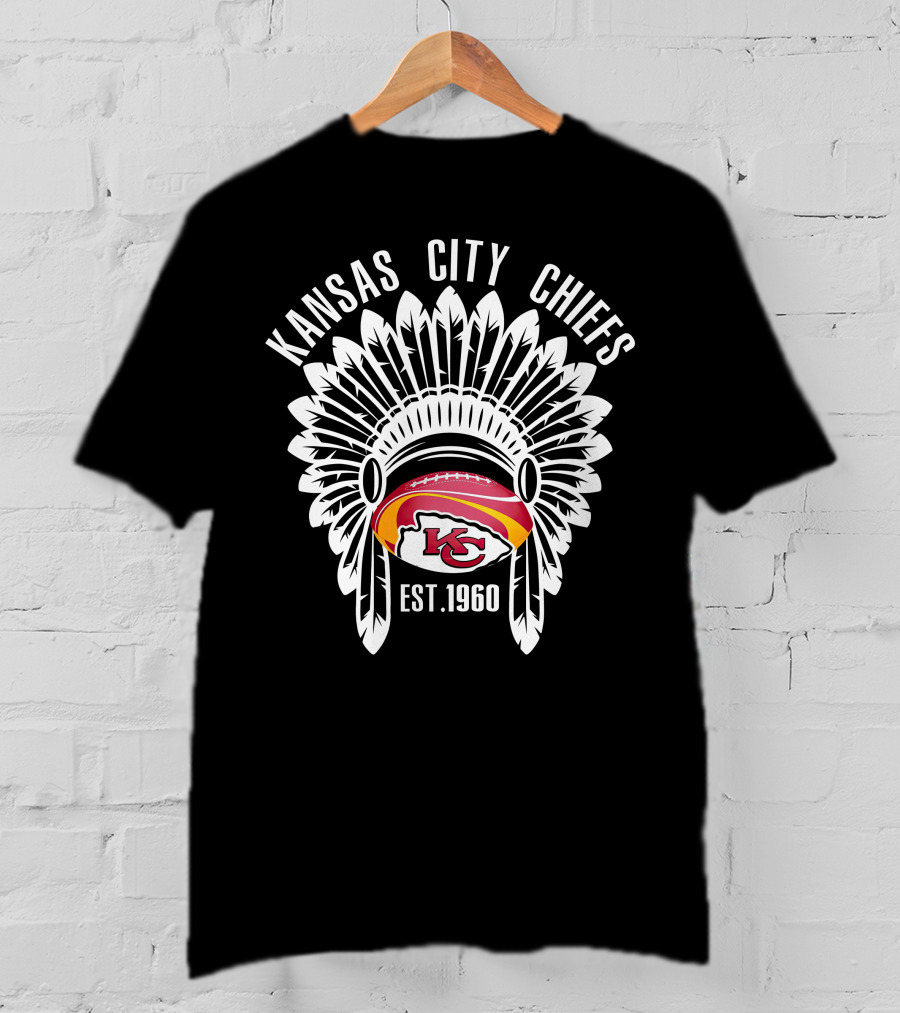 Kansas City Chiefs Est. 1960 Football Headdress T-Shirt