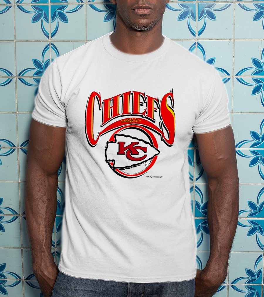 Kansas City Chiefs Logo Red Yellow Design 1996 NFLP T-Shirt