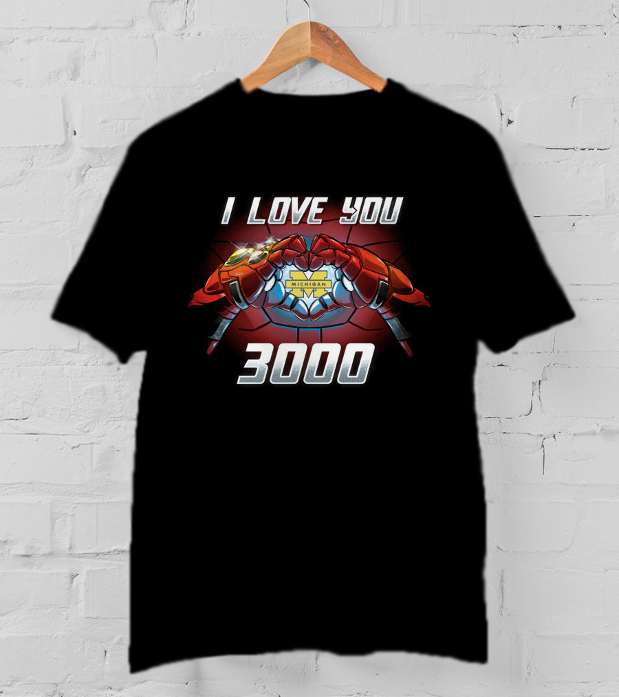 I Love You Michigan 3000 Iron Man Hands T-Shirt