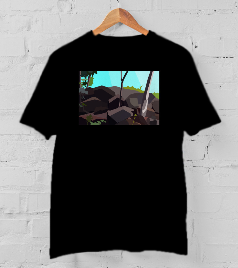 A Formation Of Rocks With Trees And Sky 1241529 T-Shirt