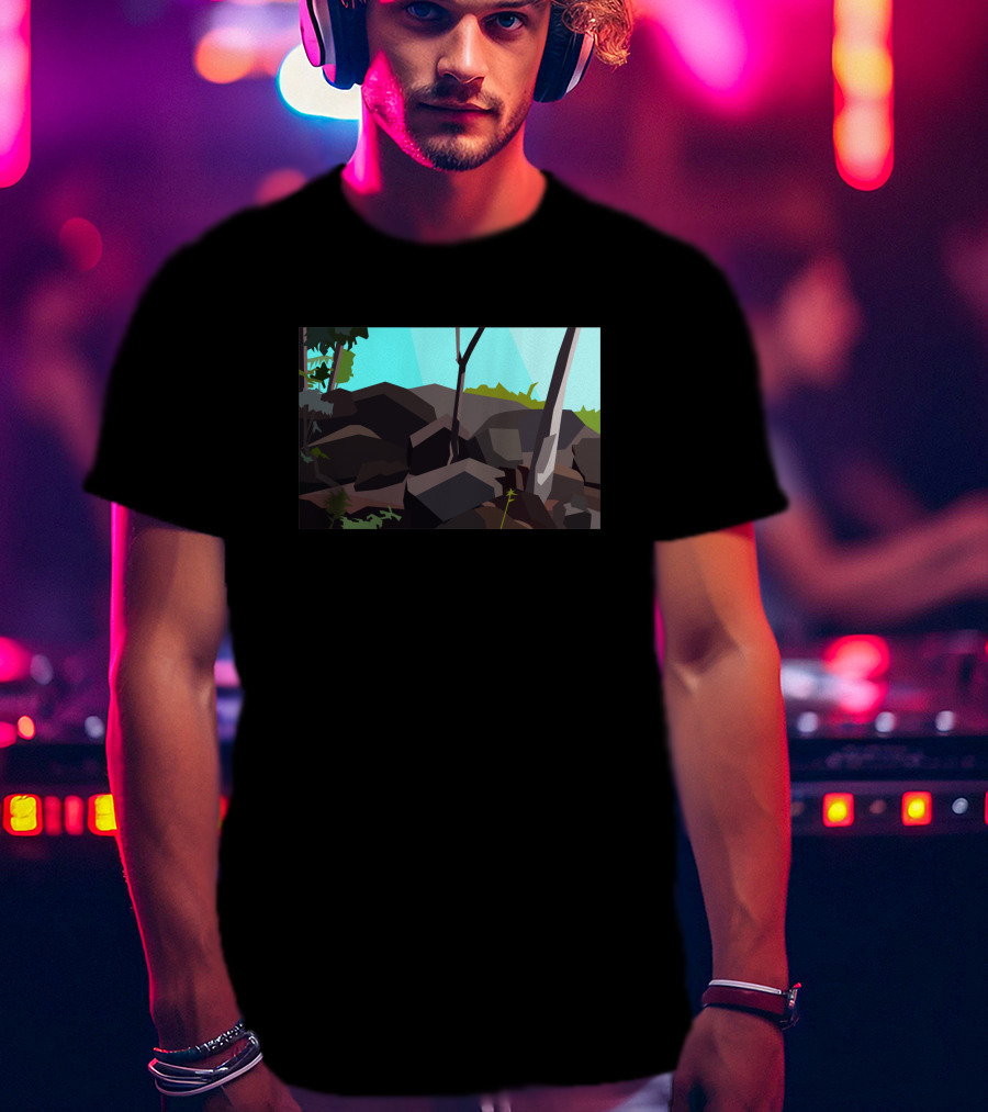 A Formation Of Rocks With Trees And Sky 1241529 T-Shirt