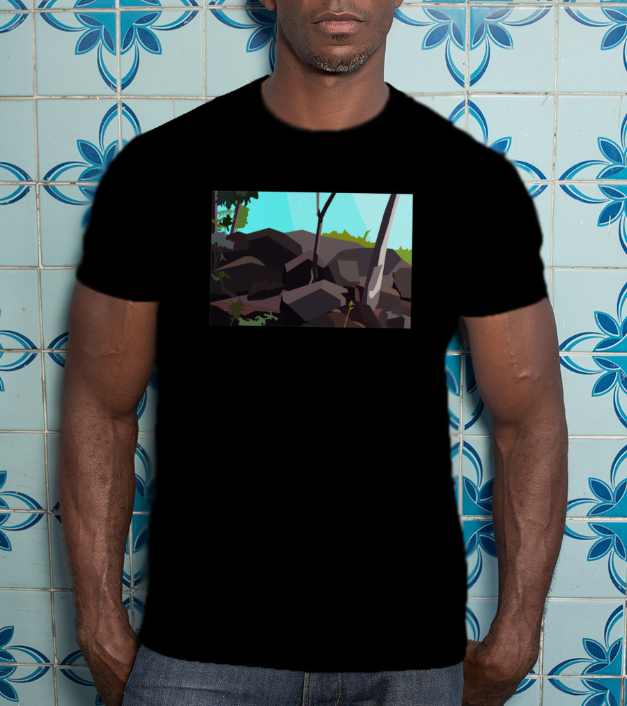 A Formation Of Rocks With Trees And Sky 1241529 T-Shirt
