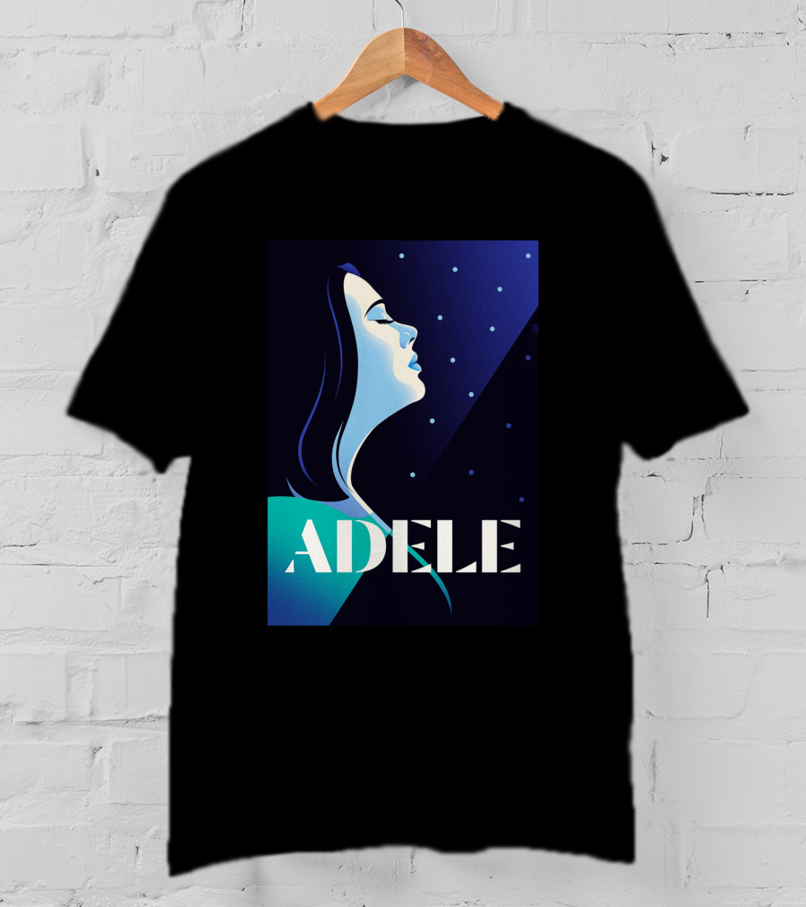 ADELE 1436941 Retro Style Portrait With Night Sky T-Shirt