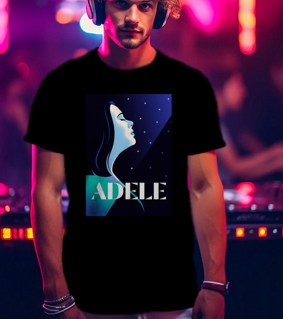 ADELE 1436941 Retro Style Portrait With Night Sky T-Shirt