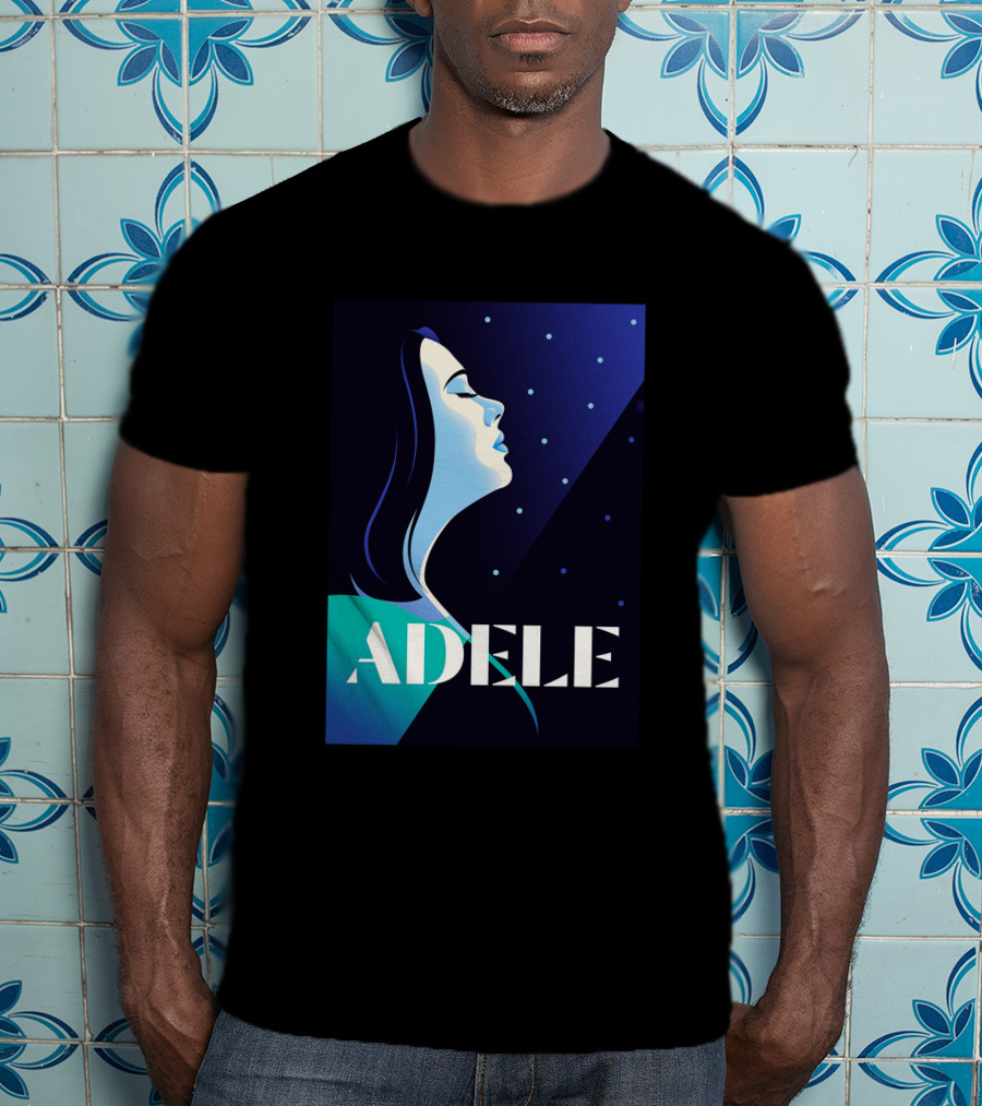 ADELE 1436941 Retro Style Portrait With Night Sky T-Shirt