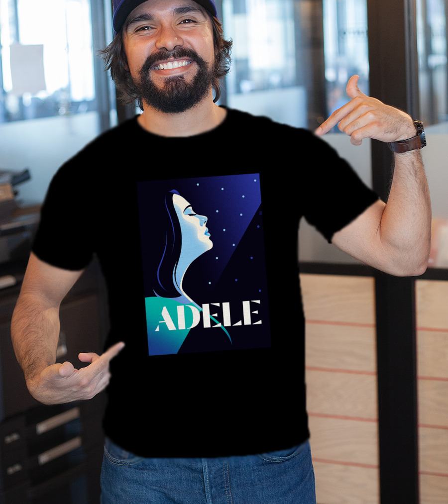 ADELE 1436941 Retro Style Portrait With Night Sky T-Shirt