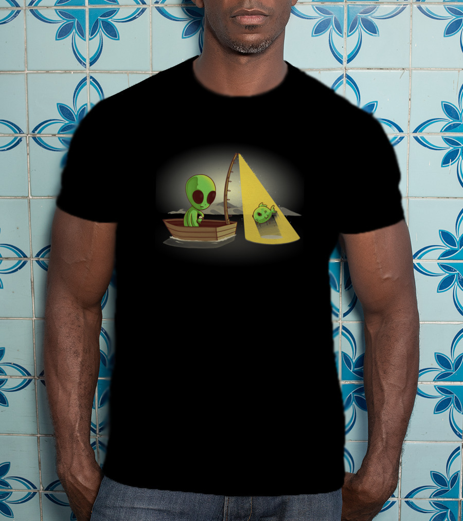 Alien Fishing UFO Light Beam Catch Boat T-Shirt