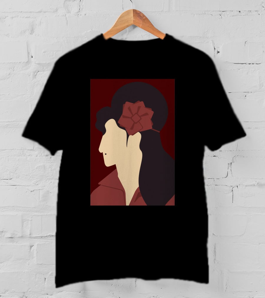 Amy Winehouse Minimalist Art Profile With Red Flower 1373543 T-Shirt