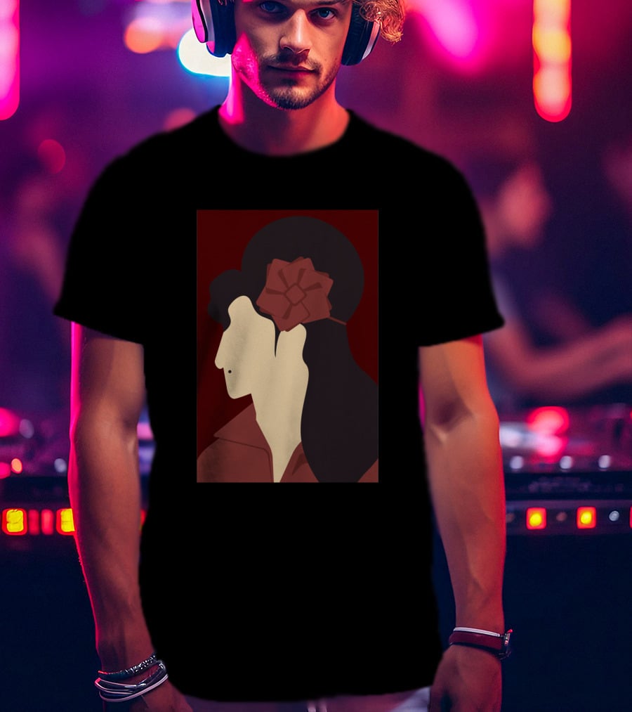 Amy Winehouse Minimalist Art Profile With Red Flower 1373543 T-Shirt