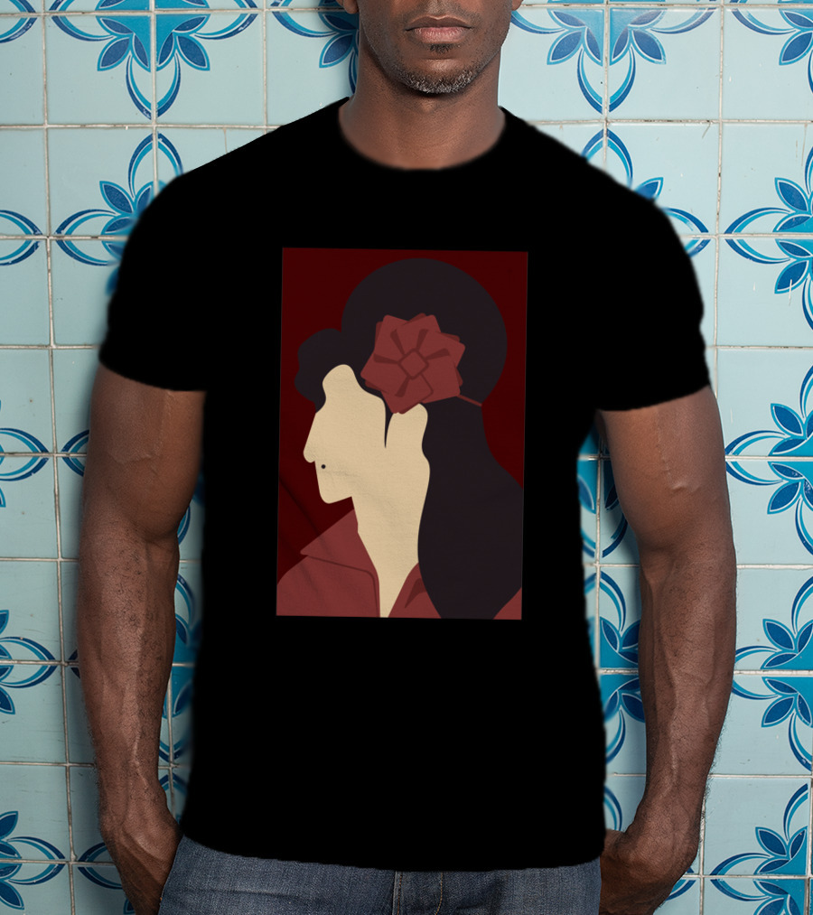 Amy Winehouse Minimalist Art Profile With Red Flower 1373543 T-Shirt