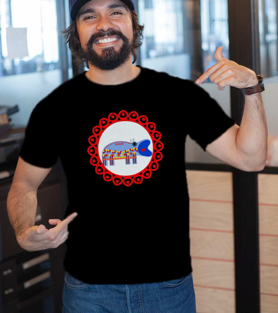 Ornate Hippo In Red Circular Frame Pattern 1408945 T-Shirt