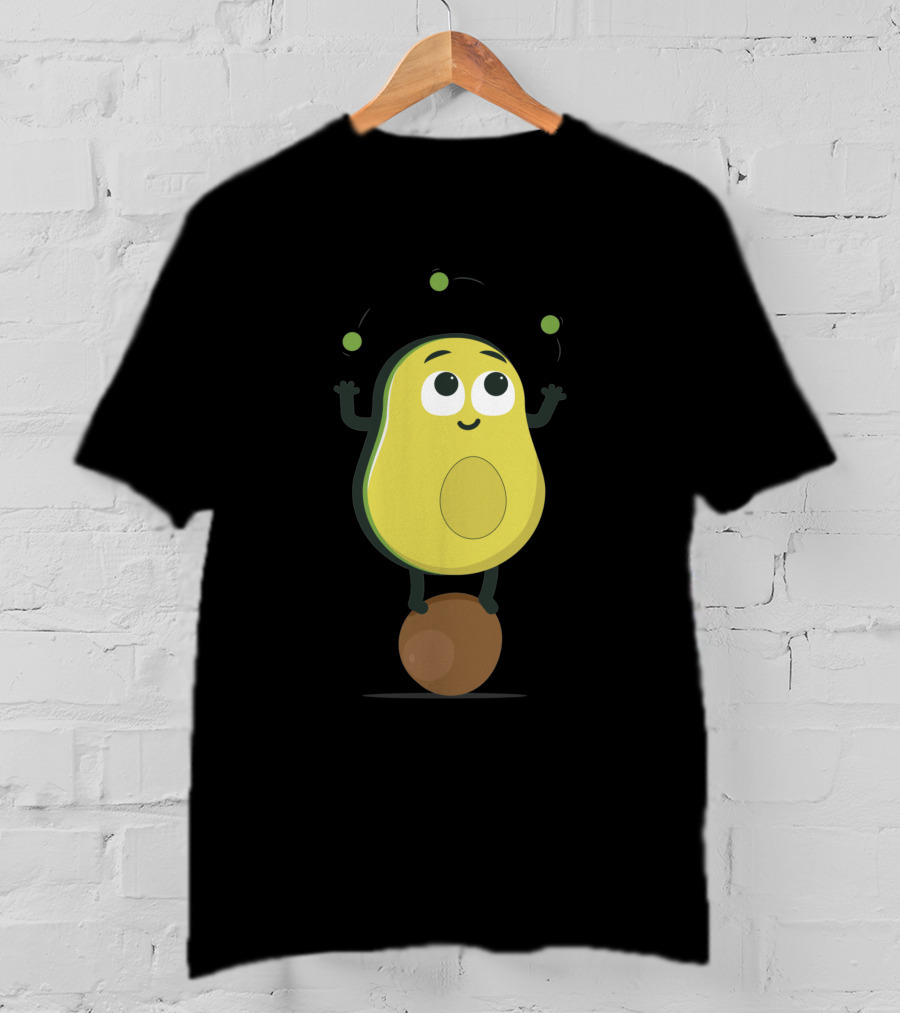 Avocado Juggler Balancing On Pit With Smiling Cartoon Expression T-Shirt