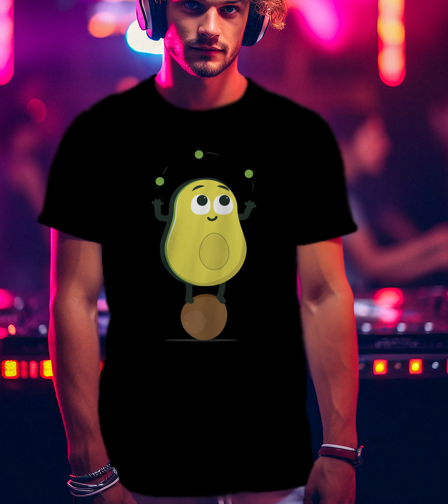 Avocado Juggler Balancing On Pit With Smiling Cartoon Expression T-Shirt
