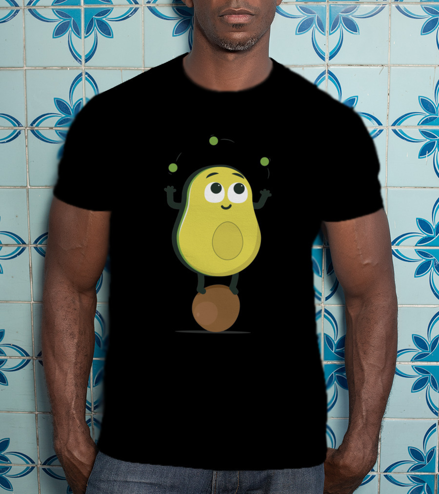Avocado Juggler Balancing On Pit With Smiling Cartoon Expression T-Shirt
