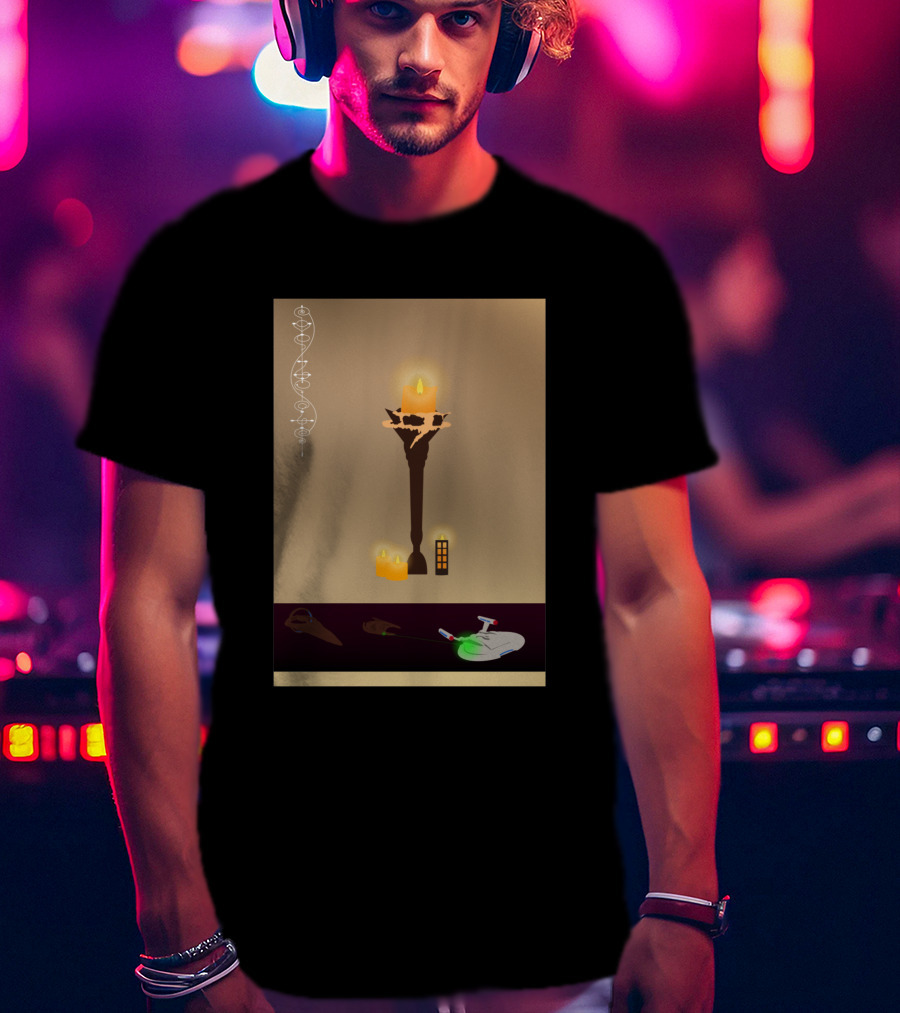 Awakening 1435225 Candlelight Mystery With Abstract Spiral And Tool Symbols T-Shirt