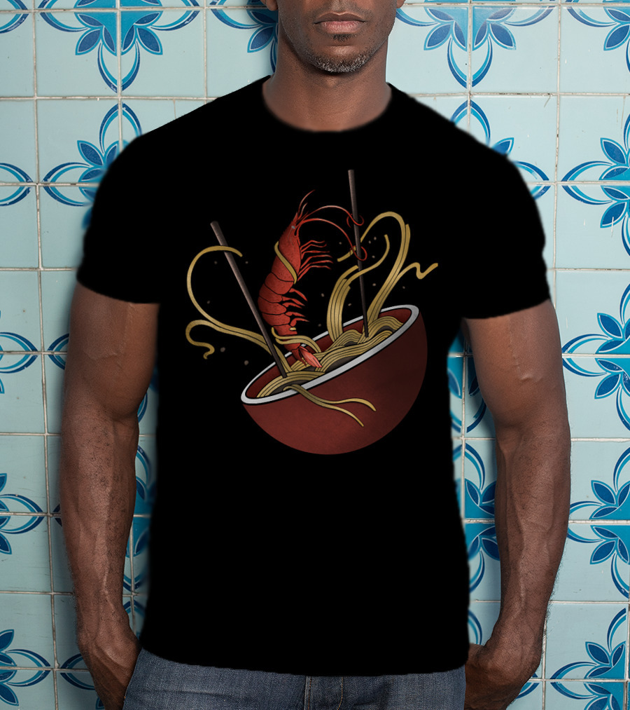Shrimp Noodles Bowl With Chopsticks In Ramen T-Shirt