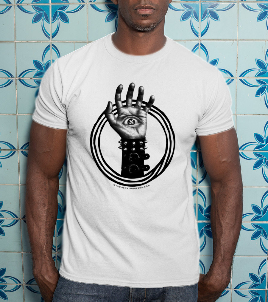 Aleph 83363 All Seeing Eye Hand With Spiked Wristband T-Shirt