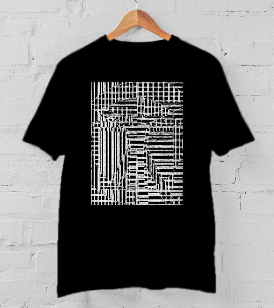 Algorithm V 83818 Black And White Geometric Lines T-Shirt