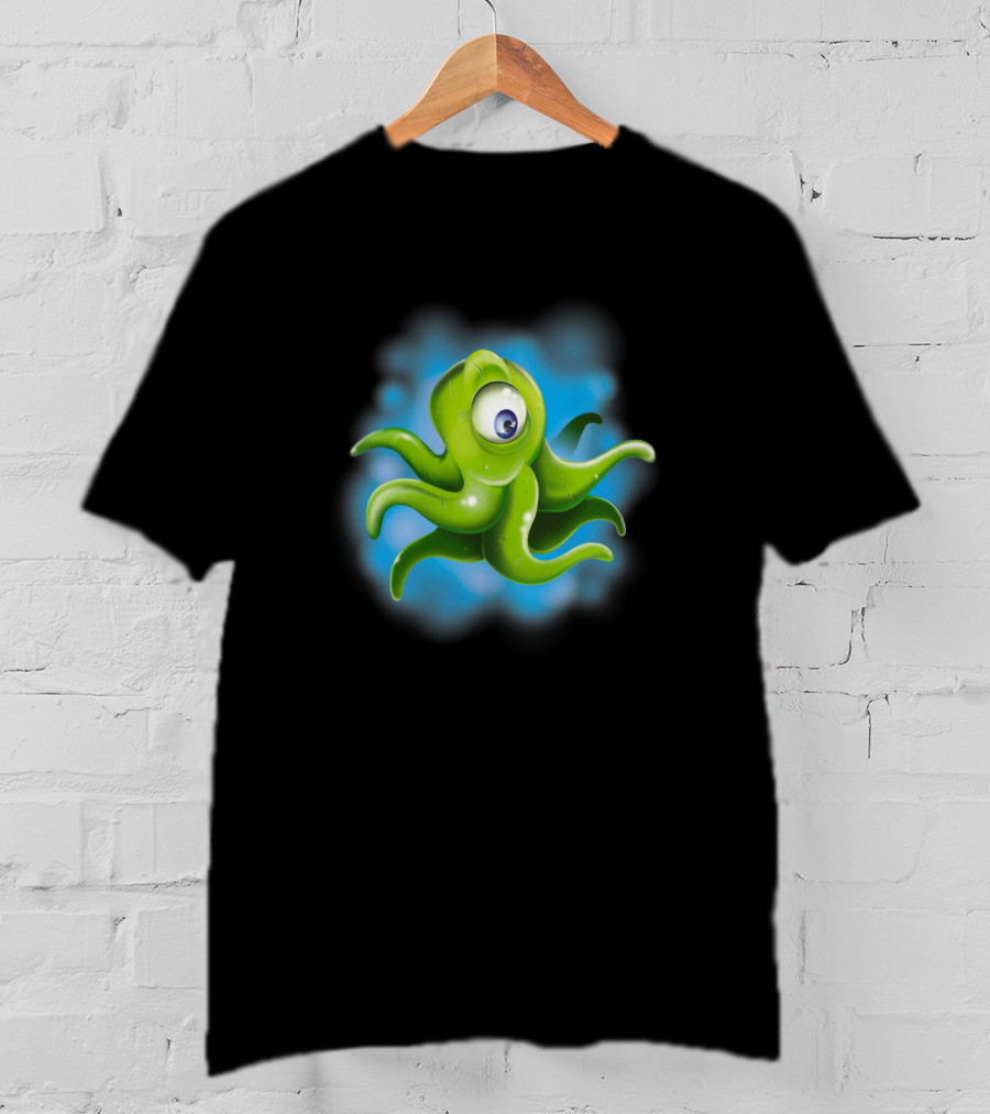 Squid Alien Cartoon Creature With One Eye T-Shirt