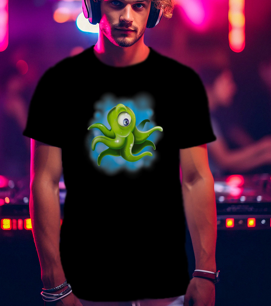 Squid Alien Cartoon Creature With One Eye T-Shirt