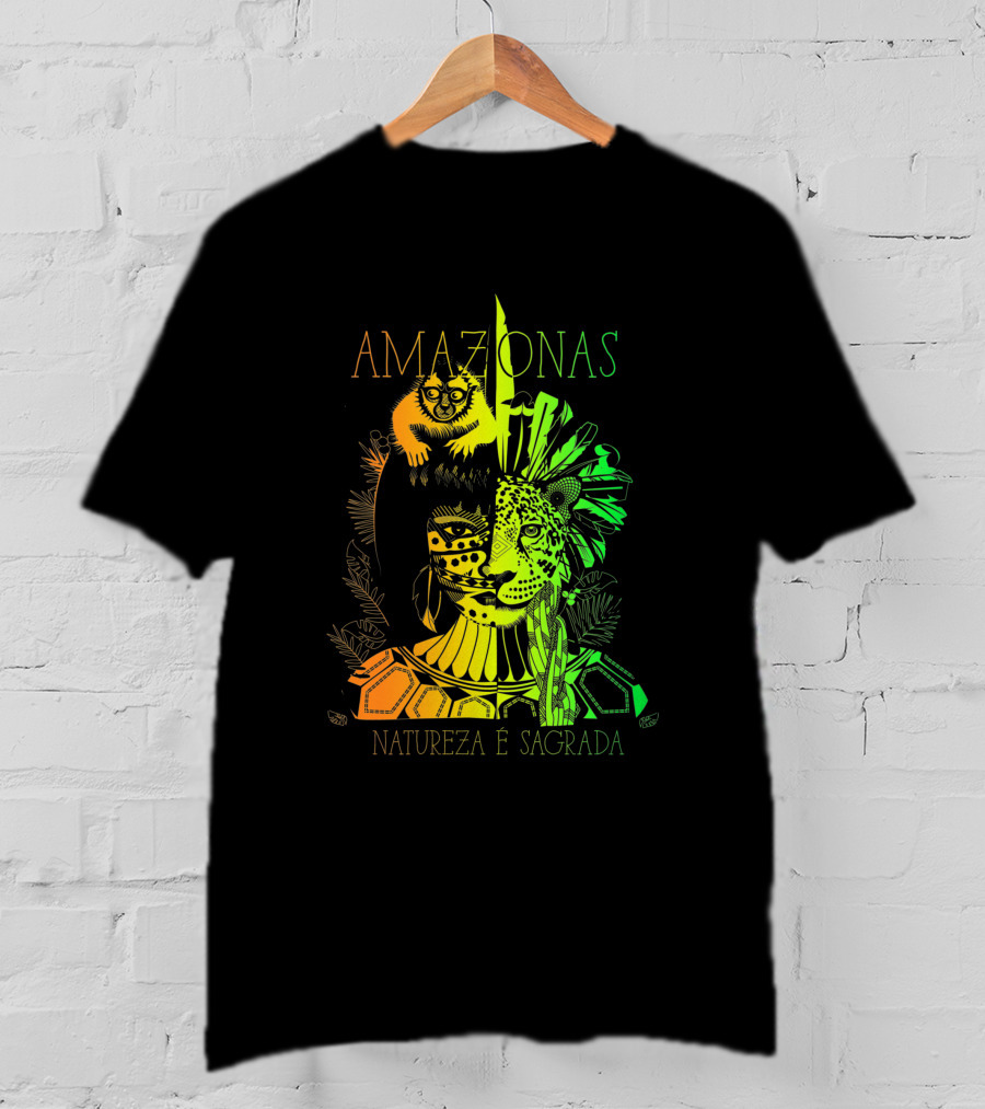 AMAZONAS Natureza É Sagrada 373731 Jaguar Lemur Jungle Spirit T-Shirt