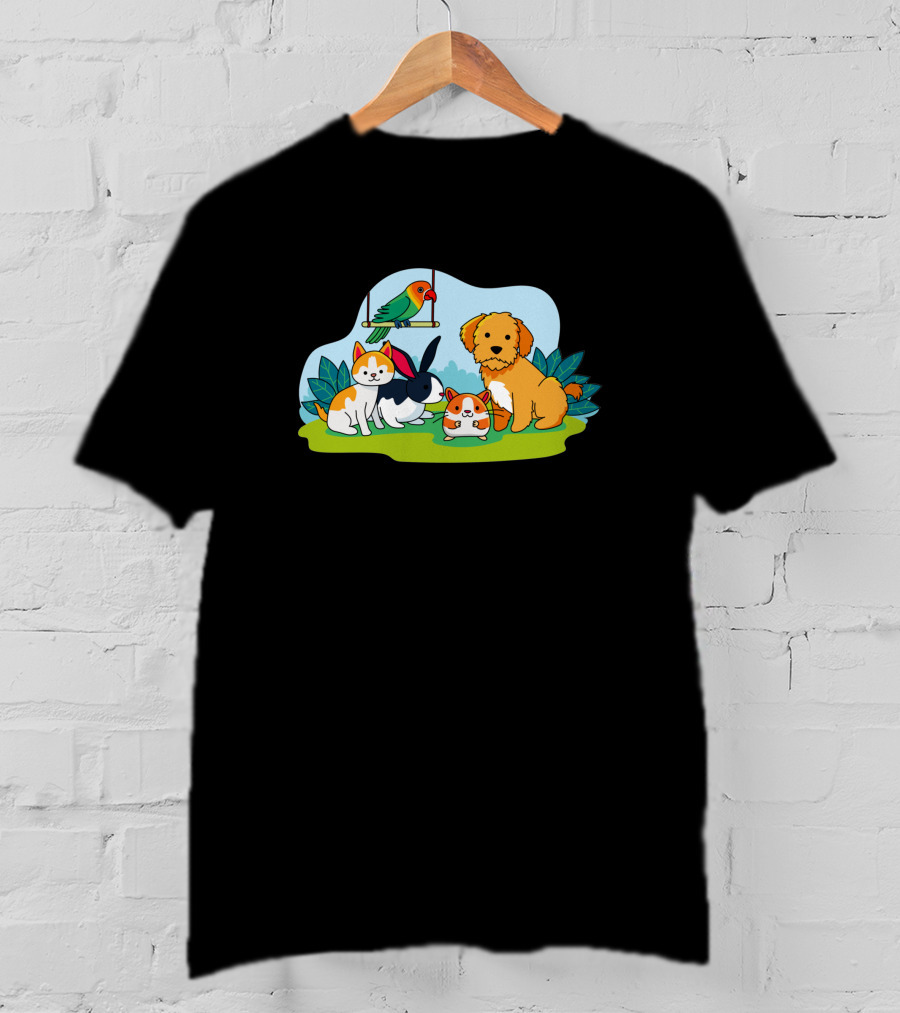Animal Lucu Kucing Kelinci Anjing Burung 1473433 T-Shirt