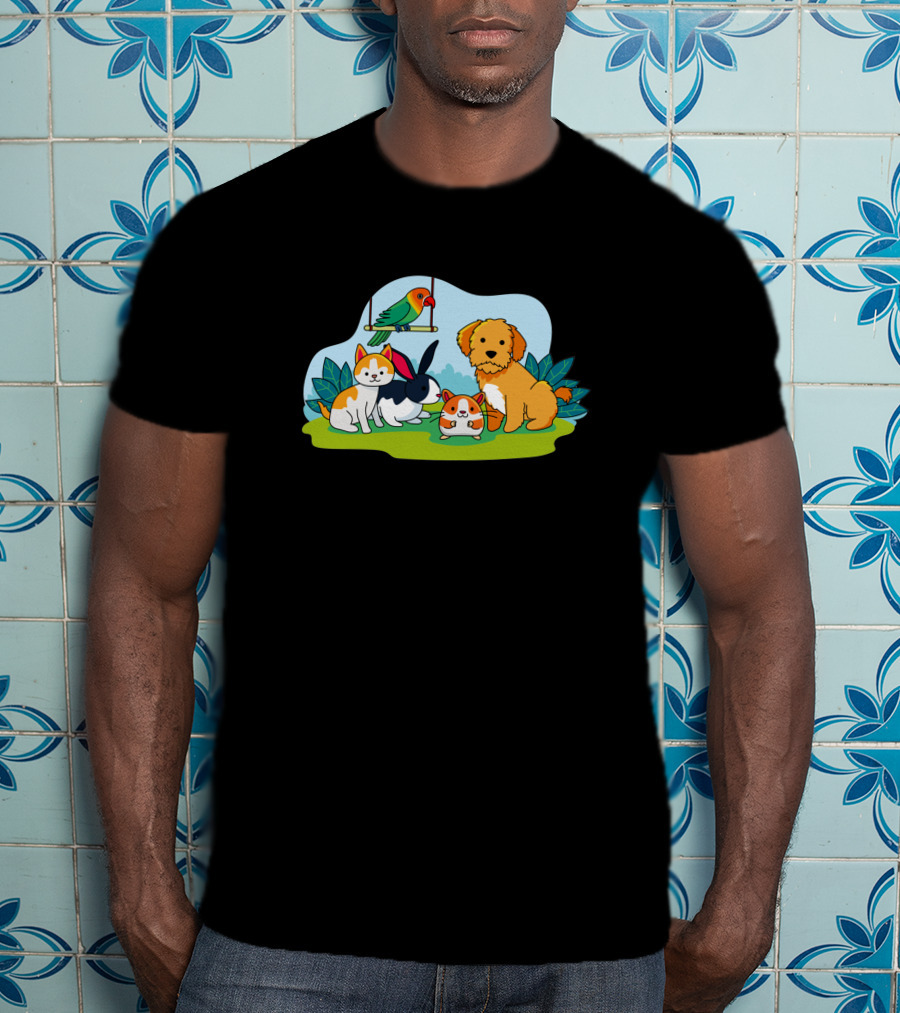 Animal Lucu Kucing Kelinci Anjing Burung 1473433 T-Shirt