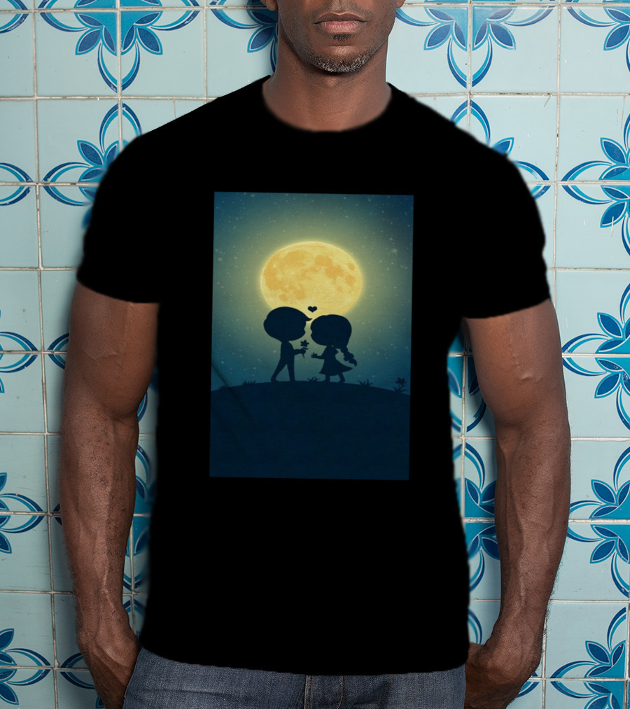 Anime 410328 Silhouette Couple Full Moon Romance T-Shirt