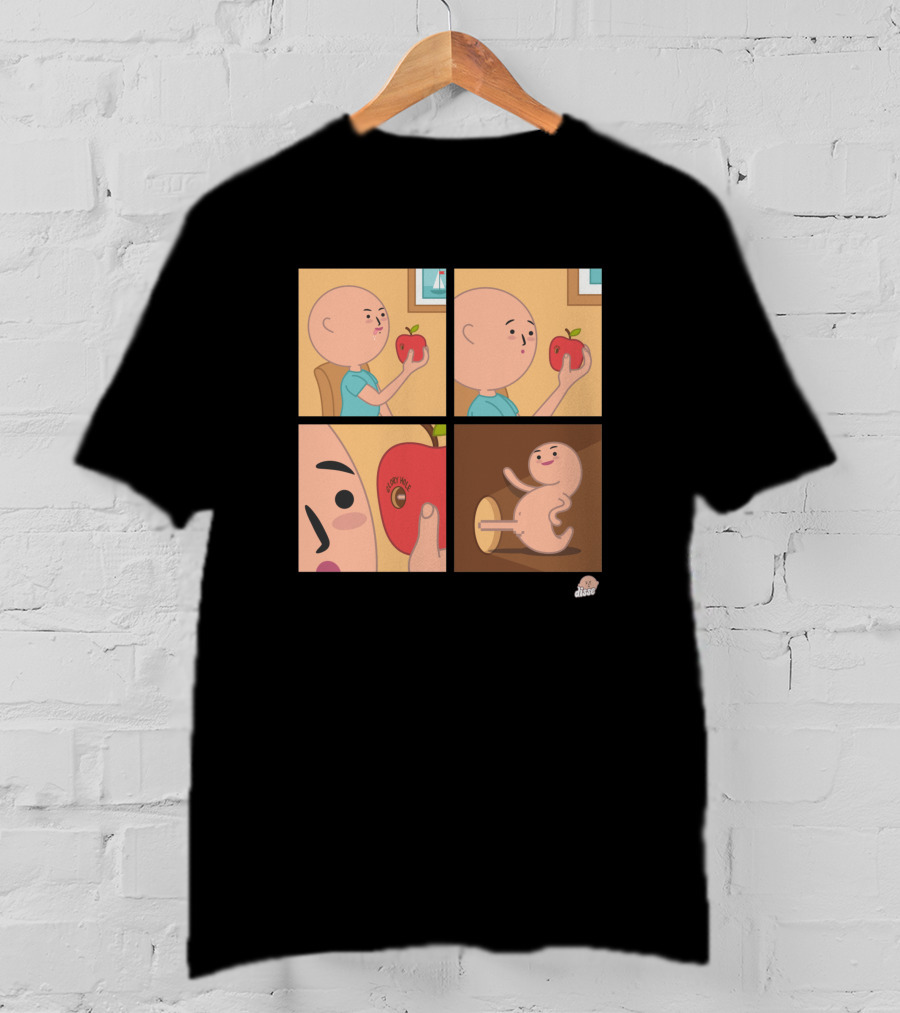 Apple Eating Surprised Baby Escape Comic T-Shirt