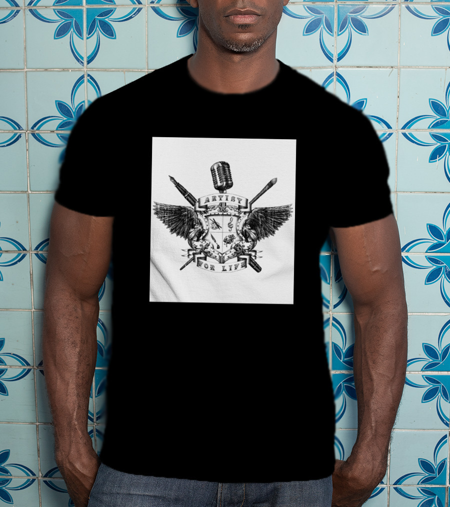 Artist For Life Microphone Brush Wings Shield 234592 T-Shirt