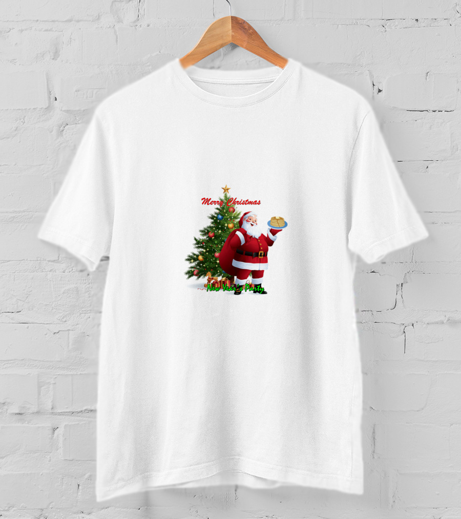 Merry Christmas Santa Claus New Year Party Pancakes T-Shirt