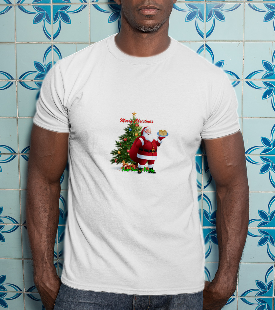 Merry Christmas Santa Claus New Year Party Pancakes T-Shirt