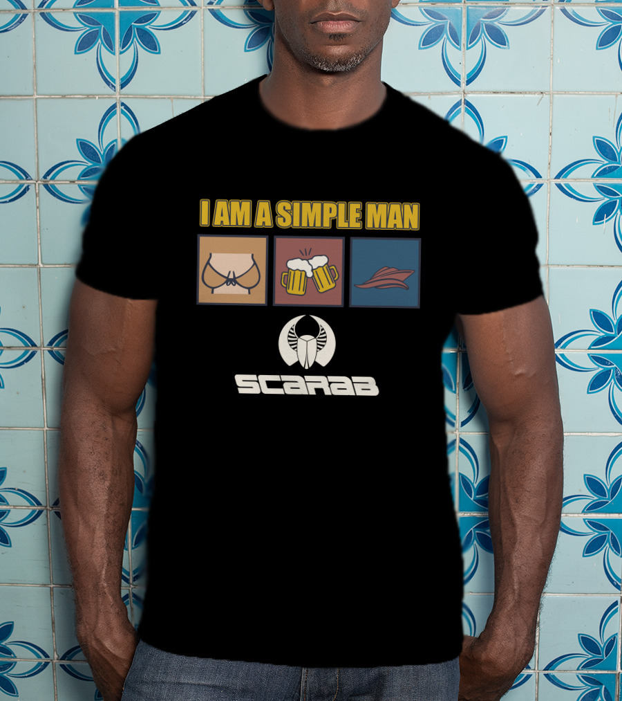 I Am A Simple Man Scarab Boats Beer Wings T-Shirt