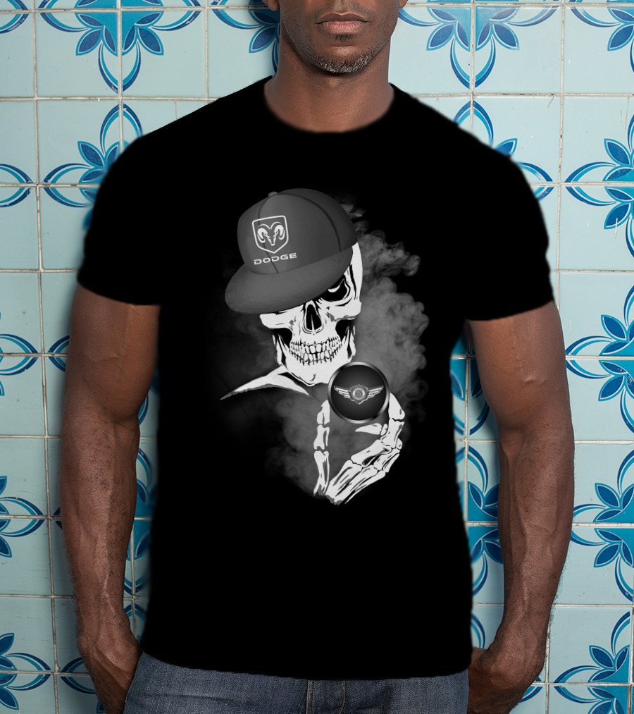 Dodge Brothers Skeleton In Smoke With Hat And Winged Emblem T-Shirt