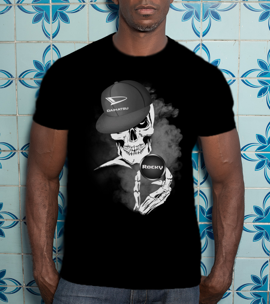 Daihatsu Rocky Skull With Hat And Smoke T-Shirt