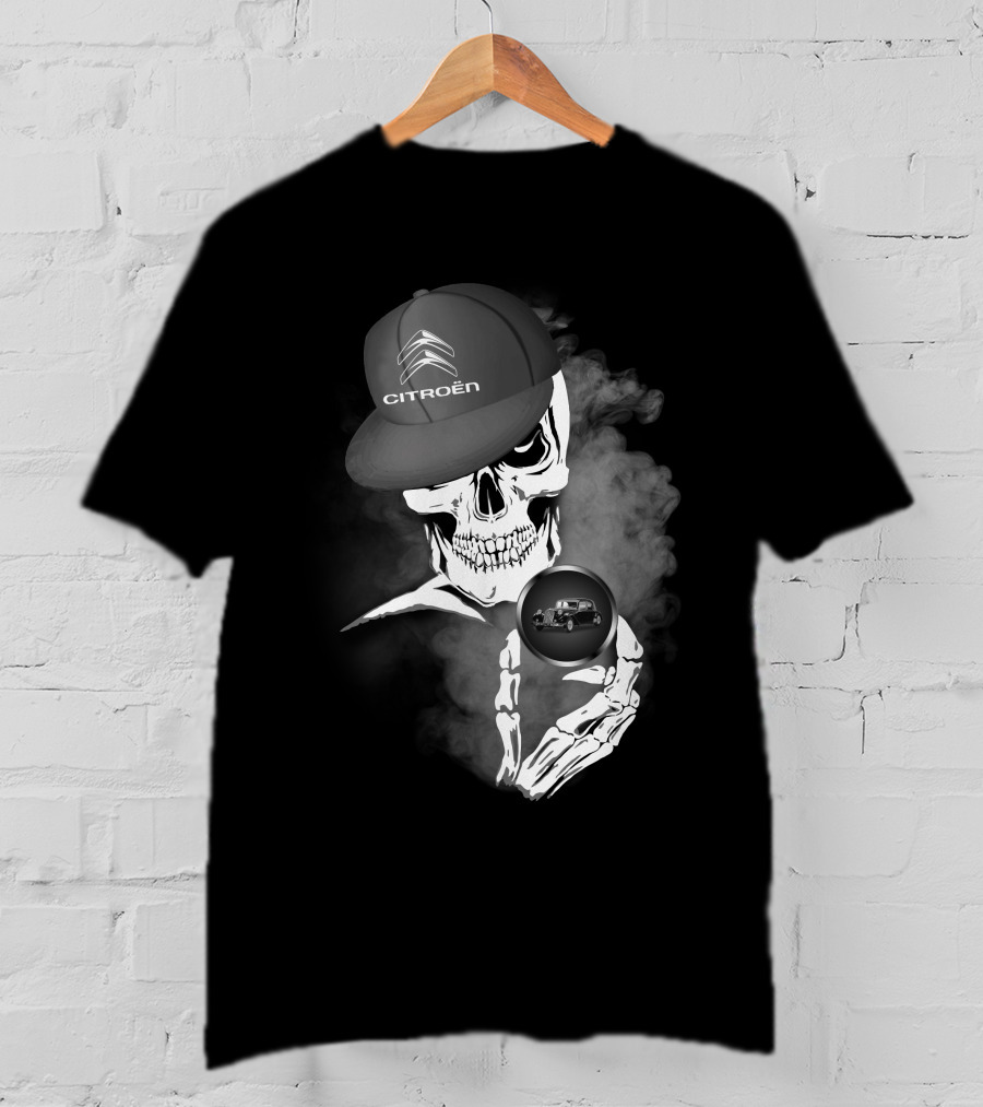 Citroen Traction Skeleton With Cap And Smoke T-Shirt
