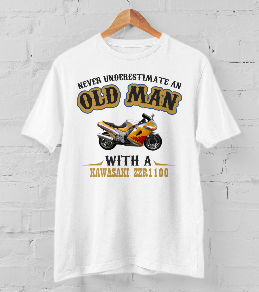 Never Underestimate An Old Man With A Kawasaki ZZR1100 T-Shirt