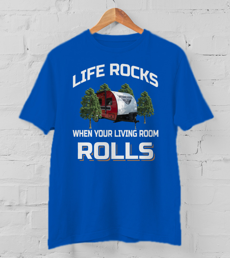Life Rocks When Your Living Room Rolls Vintage Rv Camping T-Shirt