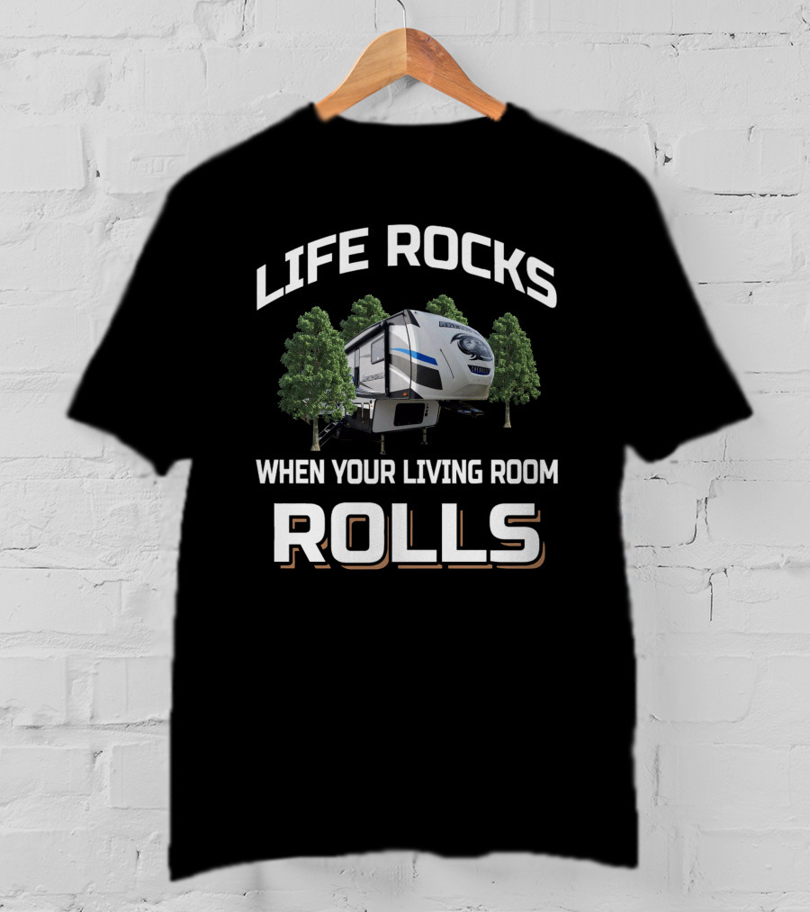 LIFE ROCKS WHEN YOUR LIVING ROOM ROLLS Cherokee Arctic Wolf T-Shirt