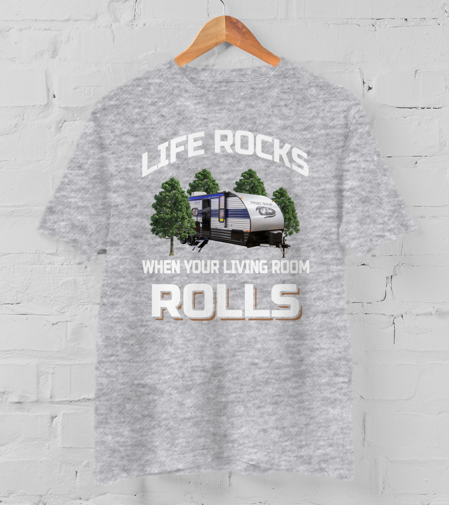 LIFE ROCKS WHEN YOUR LIVING ROOM ROLLS Grey Wolf DBH T-Shirt