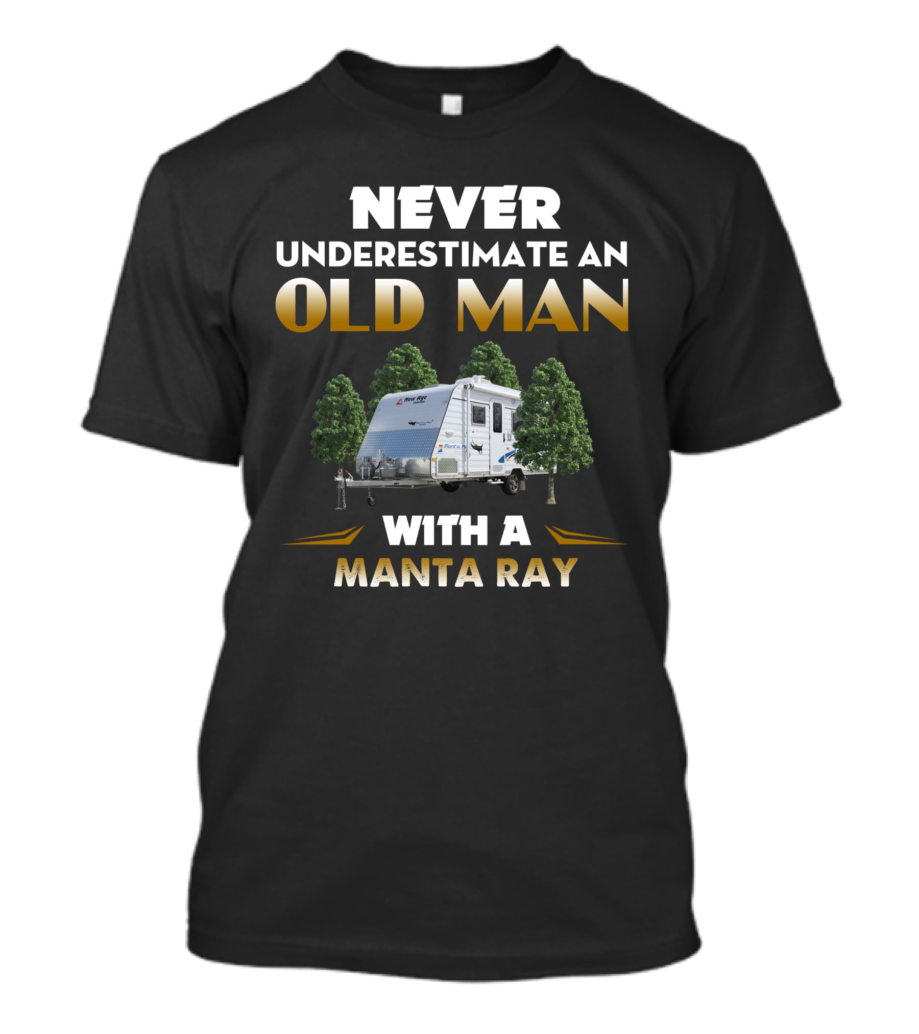 Never Underestimate An Old Man With A Manta Ray Caravan T-Shirt