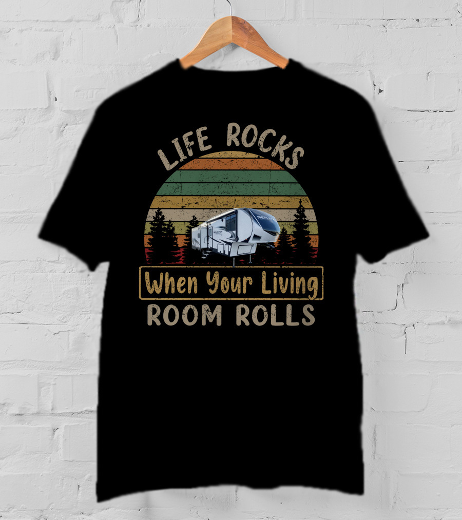 Grand Design Reflection 280RS Life Rocks When Your Living Room Rolls Retro Camper Scene T-Shirt